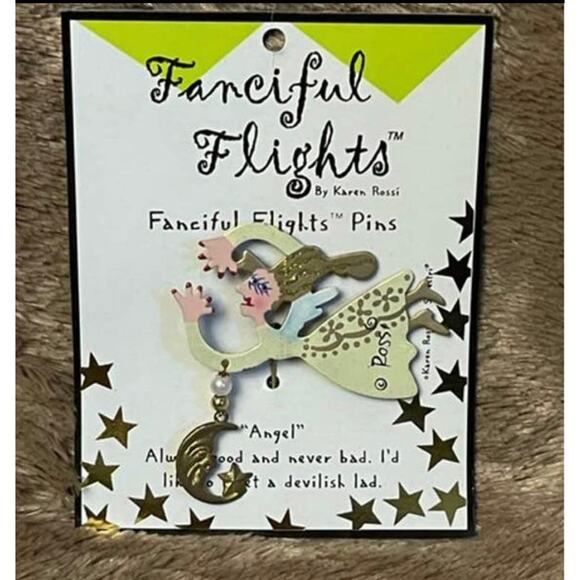 Vintage Fanciful Flights 'Angel' Stick Pin by Designer Karen Rossi (1990s) - Picture 1 of 2